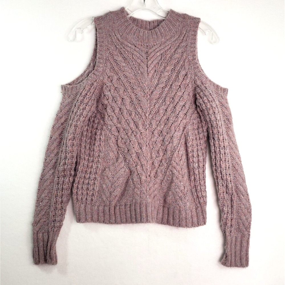 Express Cold Shoulder Sweater Womens S Mauve Pink Knit Pullover Long Sleeve Y2K‎